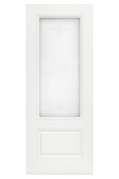 Межкомнатная дверь АККОРД-В1 (остекленное) - белая без патины