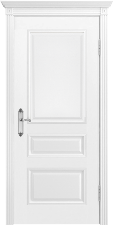 Межкомнатная дверь ТРИО (глухая) - белая без патины