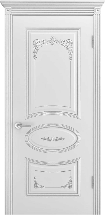 Межкомнатная дверь АРИЯ-ГРЭЙС2-В3 (глухая) - белая, патина серебро