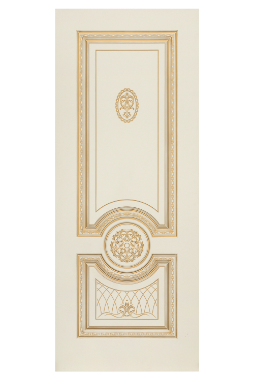 Межкомнатная дверь ГАММА-КОРОНА В3 (глухая) - слоновая кость, патина золото
