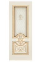 Межкомнатная дверь ГАММА-КОРОНА В3 (остекленное) - слоновая кость, патина золото